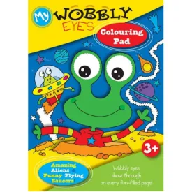 A4 Alien Wobbly Eyes Colouring Pad - Fun Whimsical Interactive Wobbly Eyes