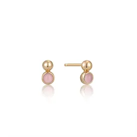 Ania Haie Gold Orb Rose Quartz Stud Earrings