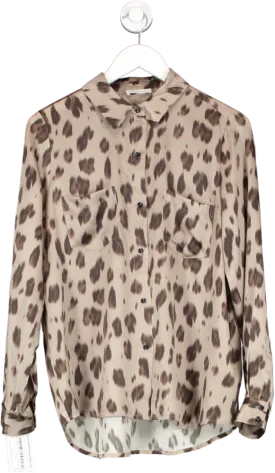 Anine Bing Brown Silk Animal Print Shirt UK M