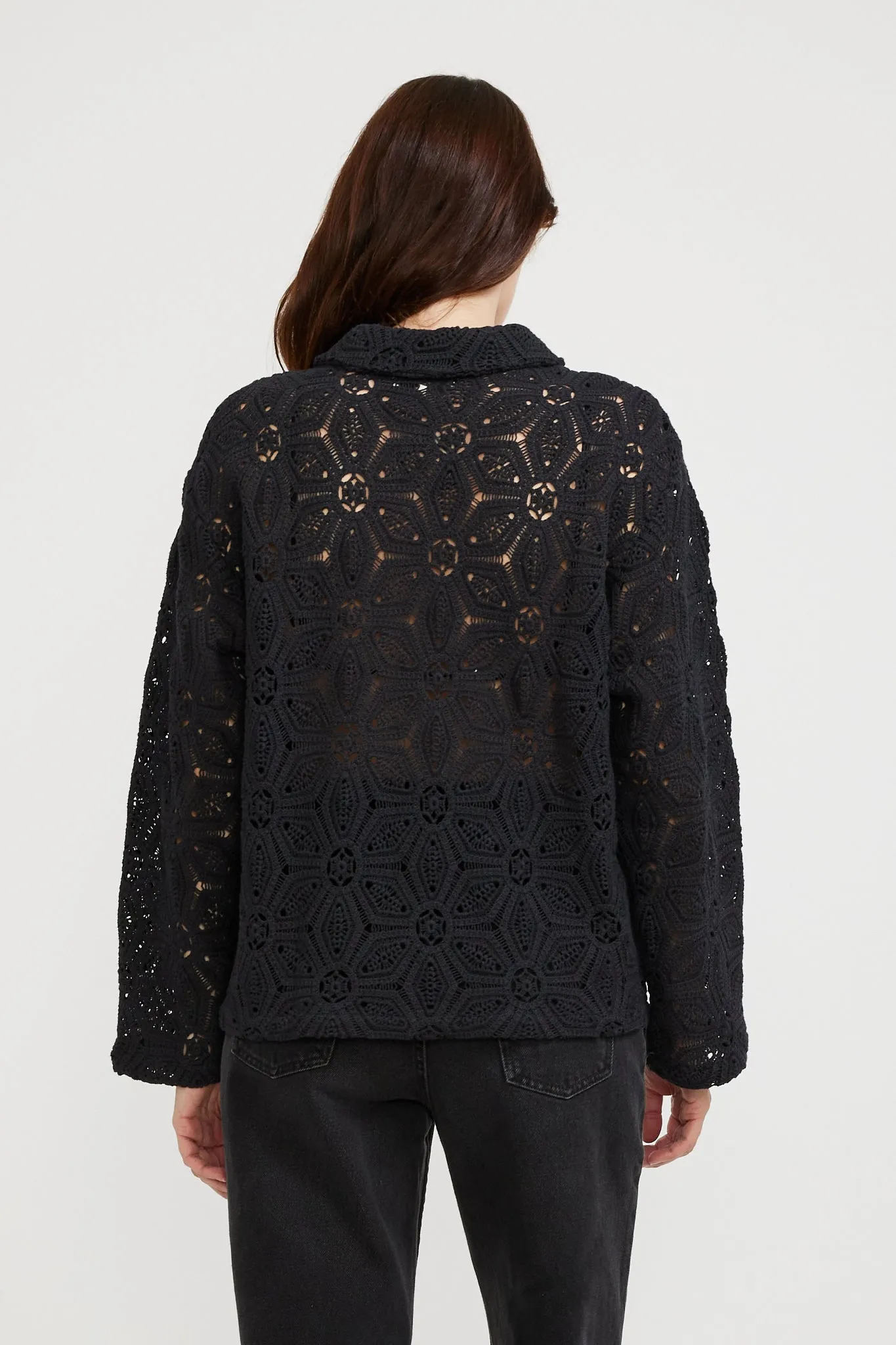 Anita Crochet Cardigan Black