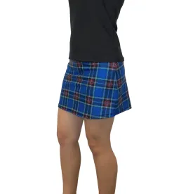 Blue and Black Plaid Print Athletic Slim Golf Skort