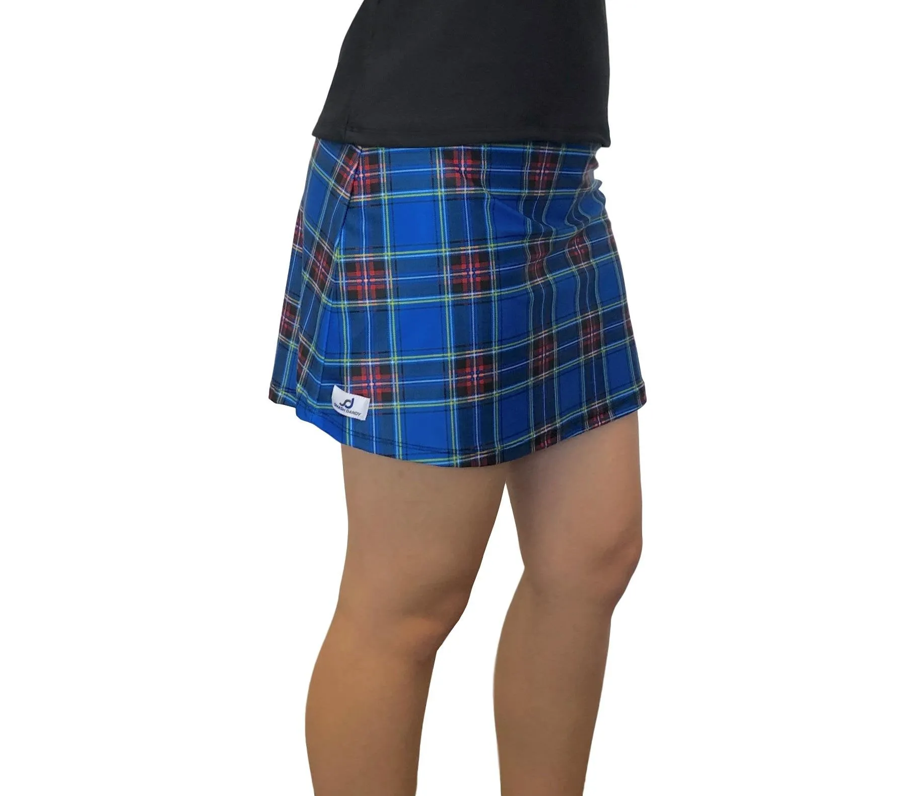 Blue and Black Plaid Print Athletic Slim Golf Skort