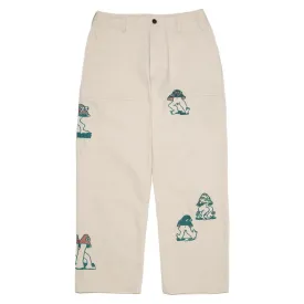 Brain Dead Mushroom Embroidered Herringbone Military Pant / Natural