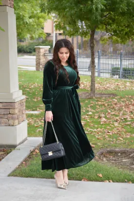 Cameo Emerald Green Velvet Maxi Dress