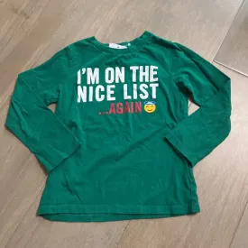 Childrens Place I'm on the nice list green long sleeve 5Y