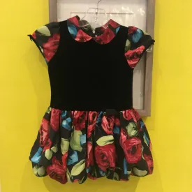 Childrens Place Polyblend Black velvet bodice floral skirt Dresses 12m