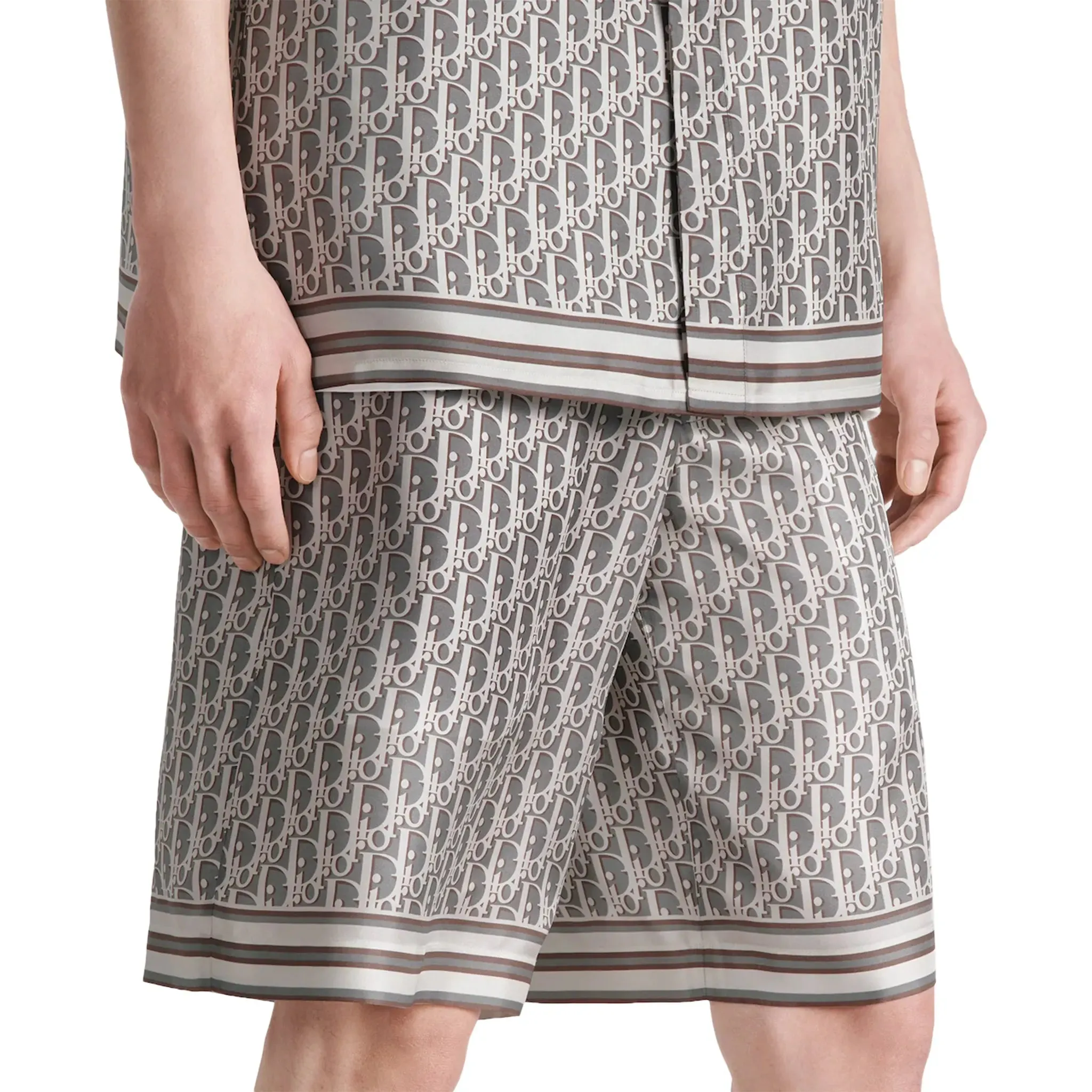 Dior Oblique Bermuda Grey Silk Twill Shorts