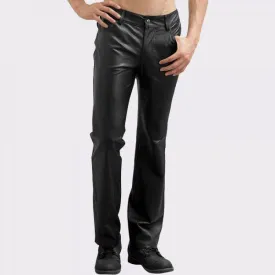 Edgy Denim Style Mens Leather Pants